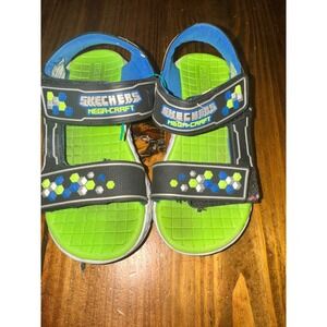Skechers Mega-Craft 2.0 Boys Pixel Block Sandals Lime Green Blue Black 402214L